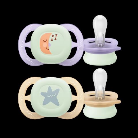 Philips Avent Ultra Start Nighttime Soother 0–2M Girl X2