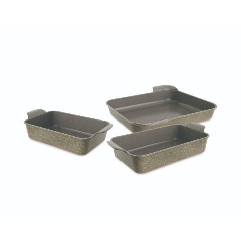 NEOFLAM VENN 3 PCS RECTANGULAR OVENWARE SET - WARM BEIGE MARBLE COLOR (SMALL + MEDIUM + LARGE)