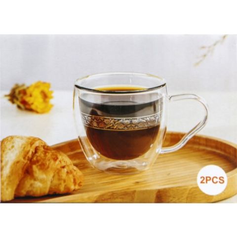 كوب قهوة صناعة يدويه جدار مزدوج 90 ملم 2 قطعة من مولوم