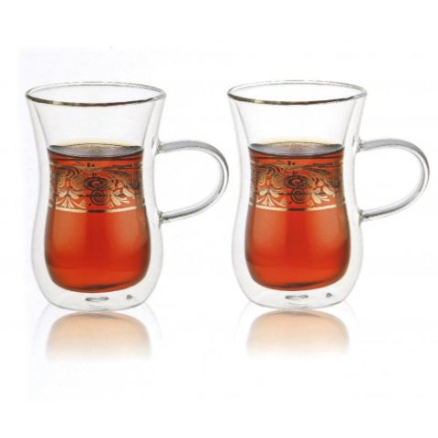 MOOLOOM Hand Made Glass (BOROSILICATE) Double Wall Cup 200 ML - 2 Pcs