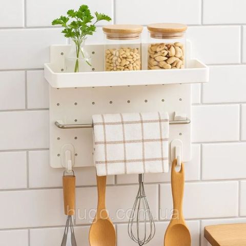 Wall Organizer for Kitchen and Bathroom with Hooks