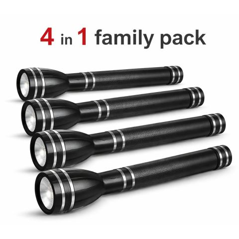 DC-470 Premium Rechargeable LED Flashlight 4-Pack with 4 Chargers, 5W 2000mAh