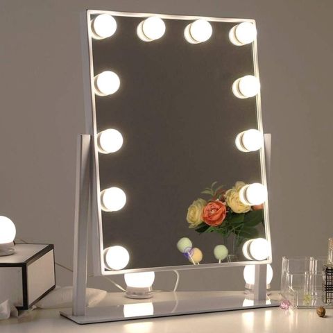 Luxury Hollywood LED Vanity Makeup Mirror 40H x 30L with Touch Sensor, 3 Color Light Modes