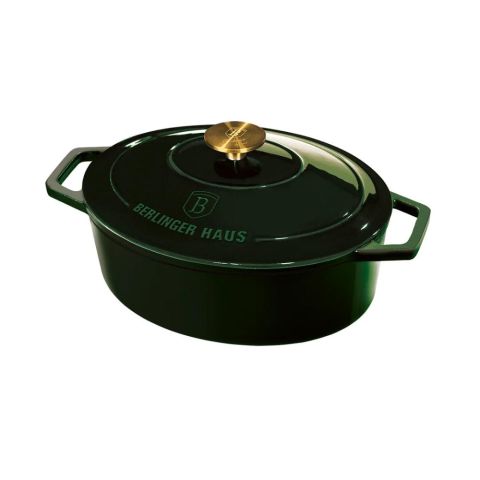 Berlinger Haus Cast Iron Oval Roaster Emerald-30 Cm - Open Box