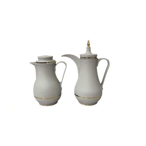 Luxury Elegant Flask Set of 2 Pcs - Grey with Golden Line
