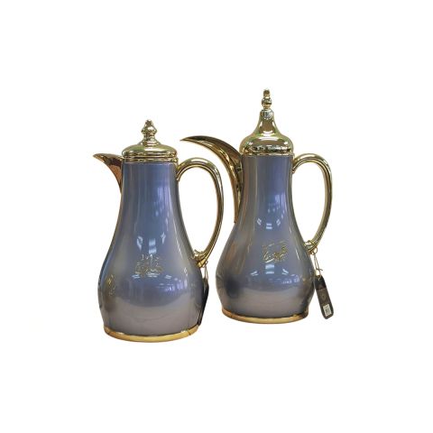 طقم مطارة 2 حبة شاي وقهوة - رمادي