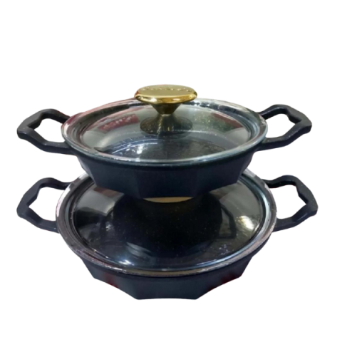 OMS Granite Egge Pan Set Of 4 PCS with Glass Lid