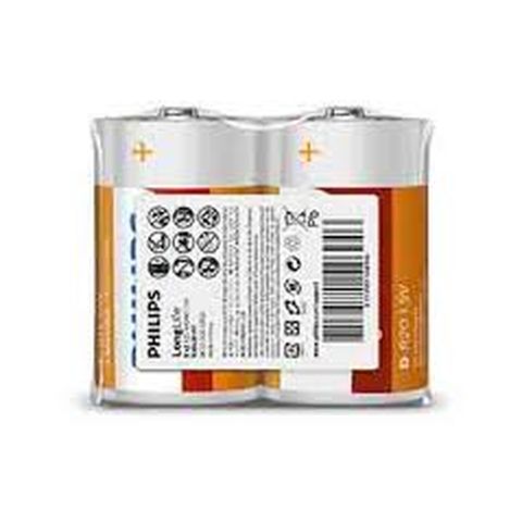 Philips Long-life Battery Zinc, 1.5 V, D - 2 PCS
