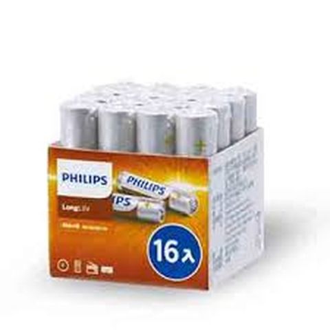 Philips Power Long-life Zinc AAA Battery, 1.5 V, AA - 16 PCS