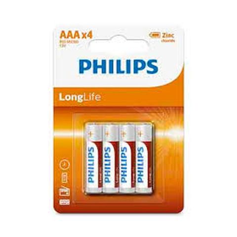 Philips Power Long-life Zinc AAA Battery, 1.5 V, AA - 4 PCS