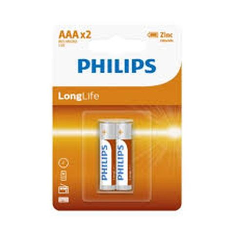 PHILIPS BATTERY LONGLIFE ZINC AAA 1.5V 2PCS