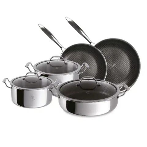 طقم طهي برلينغر هاوس إيتيرنال 8 قطع: قدور بغطاء زجاجي 28 + 24 + 20 سم + مقالي 28 + 24 سم