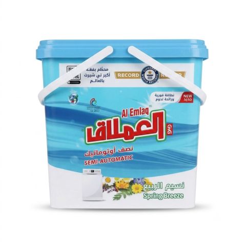 Al Emlaq Laundry Powder for Semi-Automatic Washing Machines – 5 Kg – Spring Breeze – Bucket