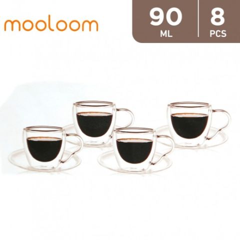 كوب قهوة صناعة يدويه جدار مزدوج 90 ملم 8 قطعة من مولوم