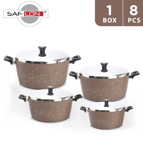 Saflon 8 Pcs Granite Cookware Set