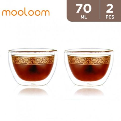 MOOLOOM Hand Made Glass Double Wall Coffee Cup 70ML - 2Pcs