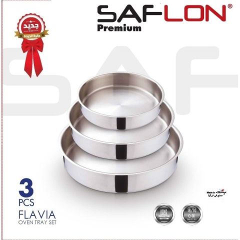 3Pcs Stainless Steel Oven Tray Set 36+32+28cm by Saflon