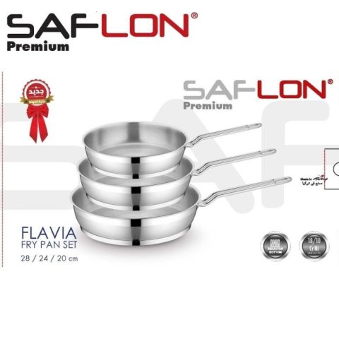 3Pcs Stainless Steel Frypan Set 28+24+20cm by Saflon