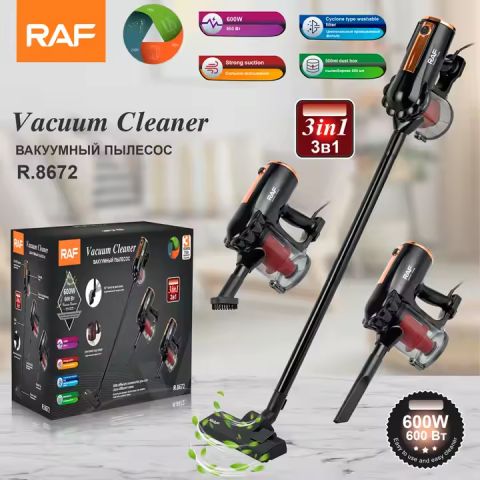 مكنسة كهربائية يدوية 3 في 1 من RAF Electric مزودة بقوة عالية وفلتر إعصاري - 600 واط