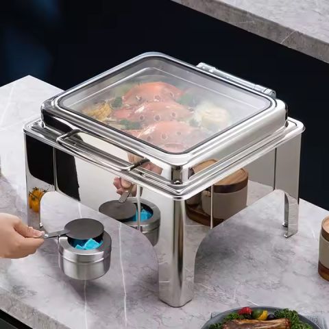 Luxury 6L Square Stainless Steel Chafing Dish Buffet Food Warmer