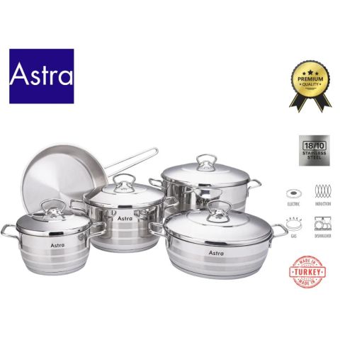 ASTRA 9 Piece 18/10 Stainless Steel Cookware Set
