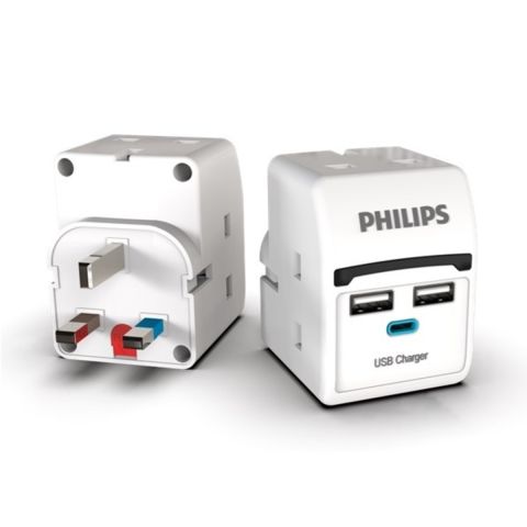 PHILIPS POWER SOCKET (3 IN 1) WITH 2 USB + 1 TYPE C (2.4 A)