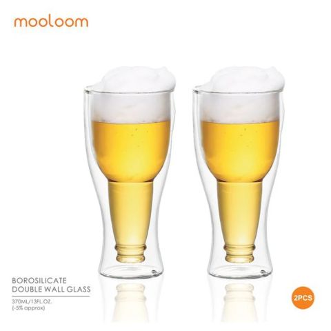 MOOLOOM Handmade Double Wall Glass Tumbler 370 ML -2 Cups