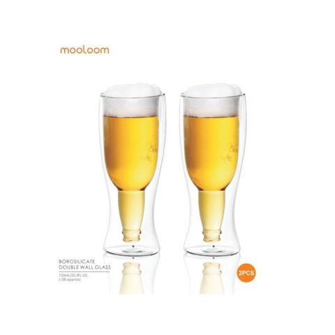 MOOLOOM Handmade Double Wall Glass Tumbler 720 ML -2 Cups