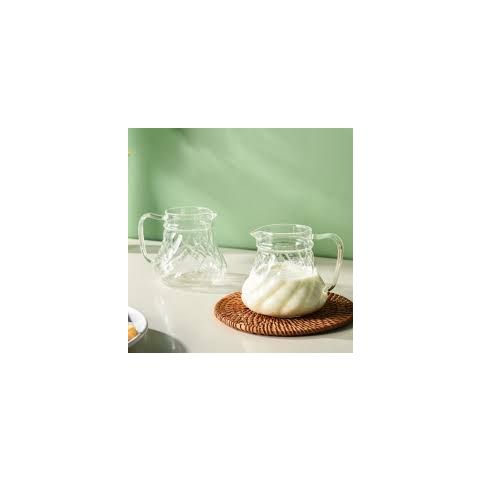 Mooloom Hand Made Borosilicate Glass Double Wall Glass Milk Pot 280 ml 2 Pcs
