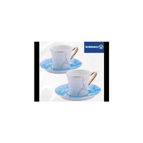 Korkmaz Orient Coffee Cups with Saucers Set of 4 Pieces 