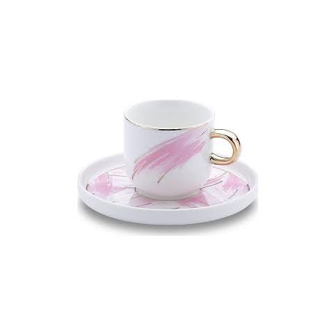 Korkmaz Lidya Coffee Cups with Saucers Set of 4 Pieces 