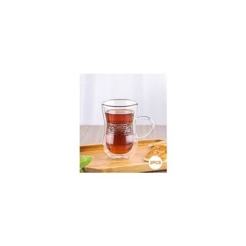 MOOLOOM HAND MADE BOROSILICATE GLASS DOUBLE WALL TEA CUP 100 ML 2 PCS