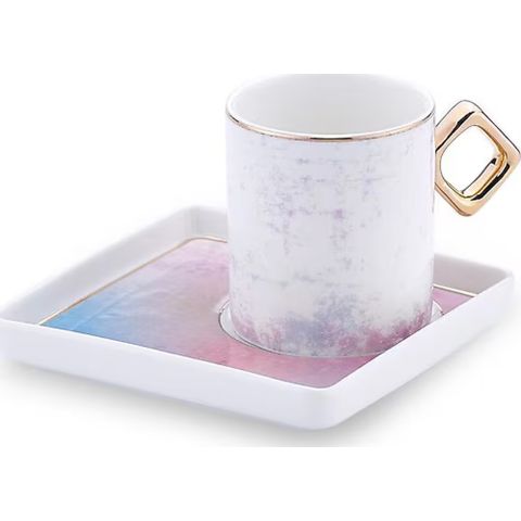 Korkmaz Eva Coffee Cups with Saucers Set of 4 Pieces 