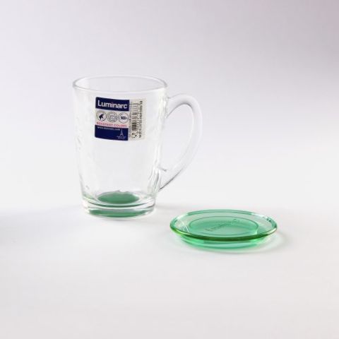 Luminarc New Morning Flowers Green Mug with Lid 320 ml