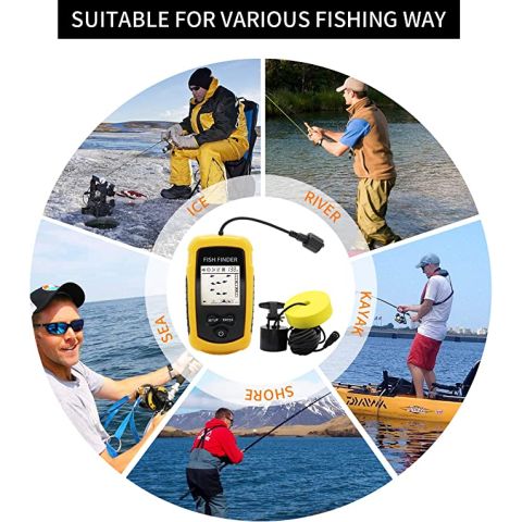 Portable High Accuracy Fish Finder & Detector upto 100m Depth - 25ft cable