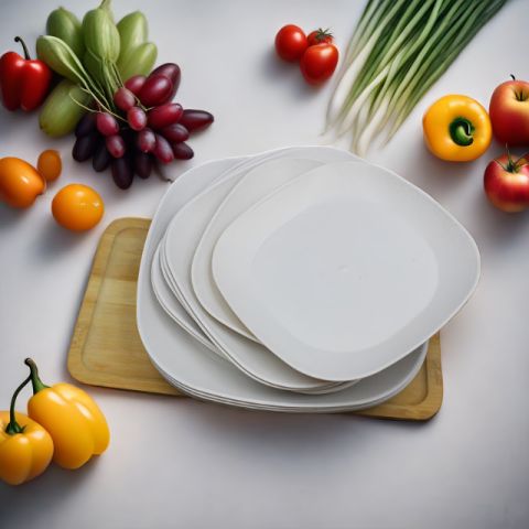 Opal 18-Pieces Modern Rounded Square Glassware Dinner Dish Set