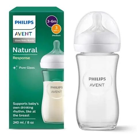 PHILIPS AVENT NATURAL 3.0 FEEDING BOTTLE GLASS 240ML X1