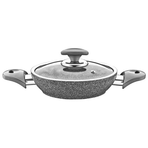 OMS Granite Turkish Fry Pan With Glass Lid