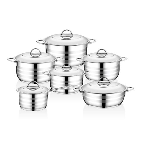 OMS S.S Cookware Set (All Casseroles) 12 Pcs