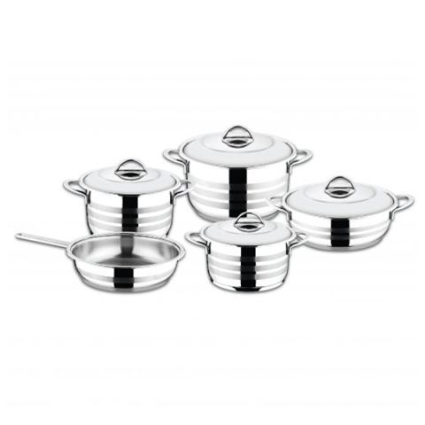 OMS Stainless Steel Cookware Set of 9 PCs (Steel Lids)
