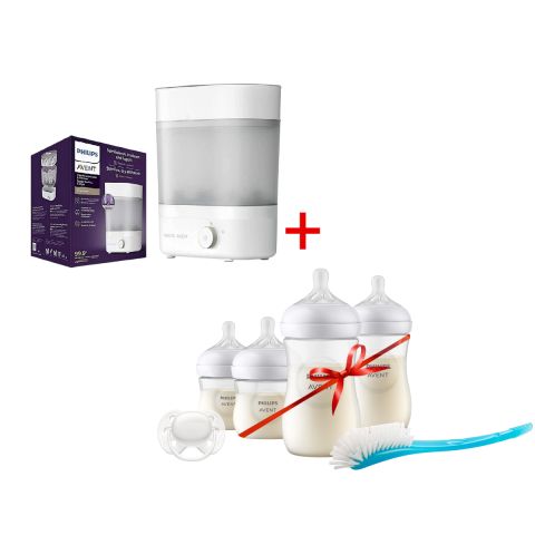 Philips Avent Electric Steam Sterilizer with Dryer + FREE NATURAL 3.0 FEEDING NEWBORN GIFT SET W/ 3 BOTTLES