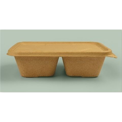 Weavers FZ TSW Bagasse Container Rectangle 1 L -50:50 C + Lid - 5 PCS