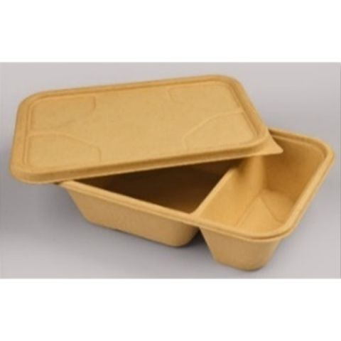 Weavers FZ TSW Bagasse Container Rectangle 1 L -70:30 C + Lid - 5 PCS