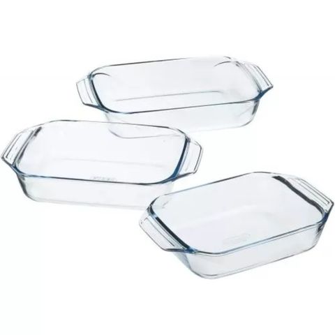 Pyrex Rectangular Roaster Set of 3 PCS ( 3.8 + 2.9 + 2.1 L) 