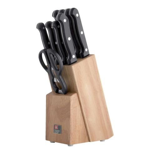 Amefa Artisan 9 pcs Knife Set with Natural Wood Block 