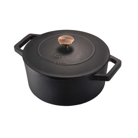 Berlinger Haus Cast Iron Casserole Matt Black - 24 Cm - Open Box
