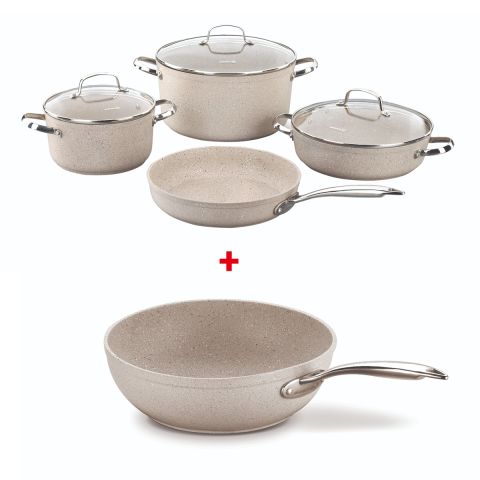 KORKMAZ GRANITA COOKWARE SET (7 PCS)+ GRANITA WOK 2.5L