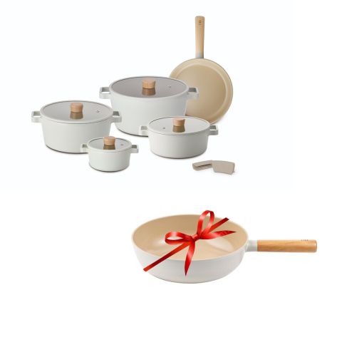 NEOFLAM 11 PCS FIKA SET + NEOFLAM FIKA CAST ALUMINUM BABY WOK 18CM GIFT