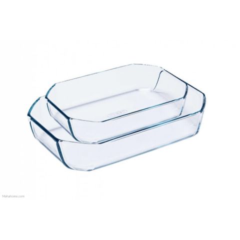 Pyrex Set Of 2 Rectangular Roasters 2.6 + 3.2 Ltr