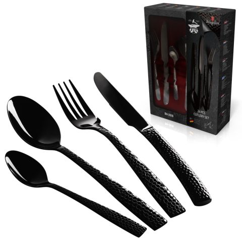 Berlinger Haus Stainless Steel Cutlery Set 24 Pcs Mirror Black - Open Box